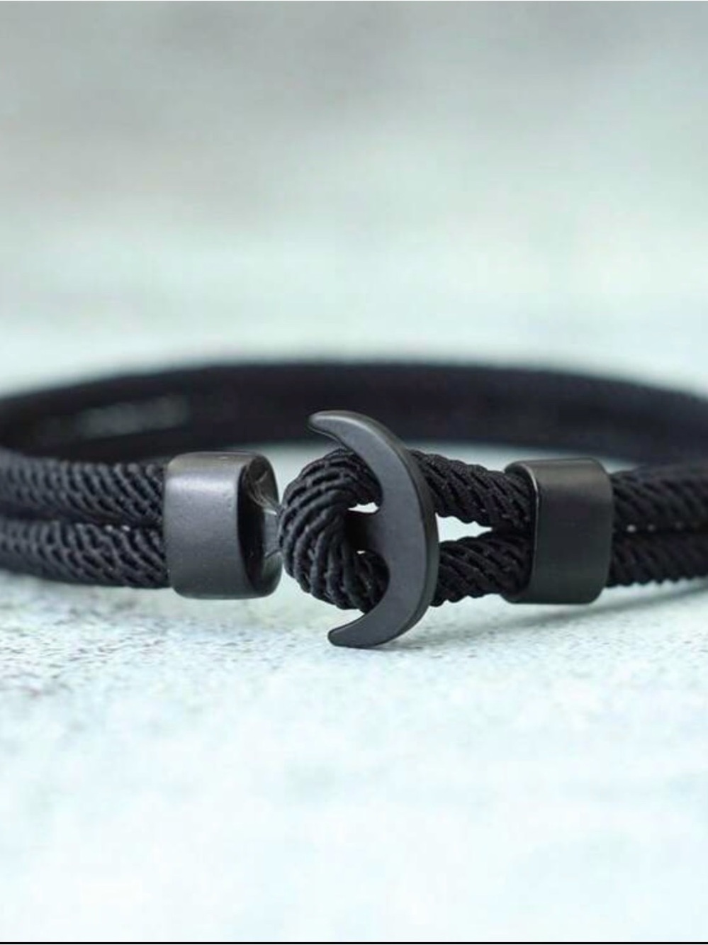 Black Rope Bracelet double layer Crescent Hook clasp waterproof